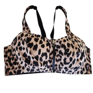 Knockout By Victoria Secret Front Close Leopard Print Bra Women's Size 38D